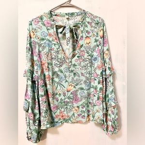 SPELL & the Gypsy Sayulita floral mint blouse XS